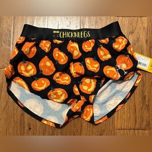 ChicknLegs Women's Black Pumpkin Jack-O-Lantern Athletic Shorts